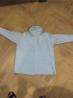 Calvin Klein Light Blue Cable Knit Turtleneck Sweater size L
